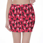 Karate Pattern Print Pencil Mini Skirt
