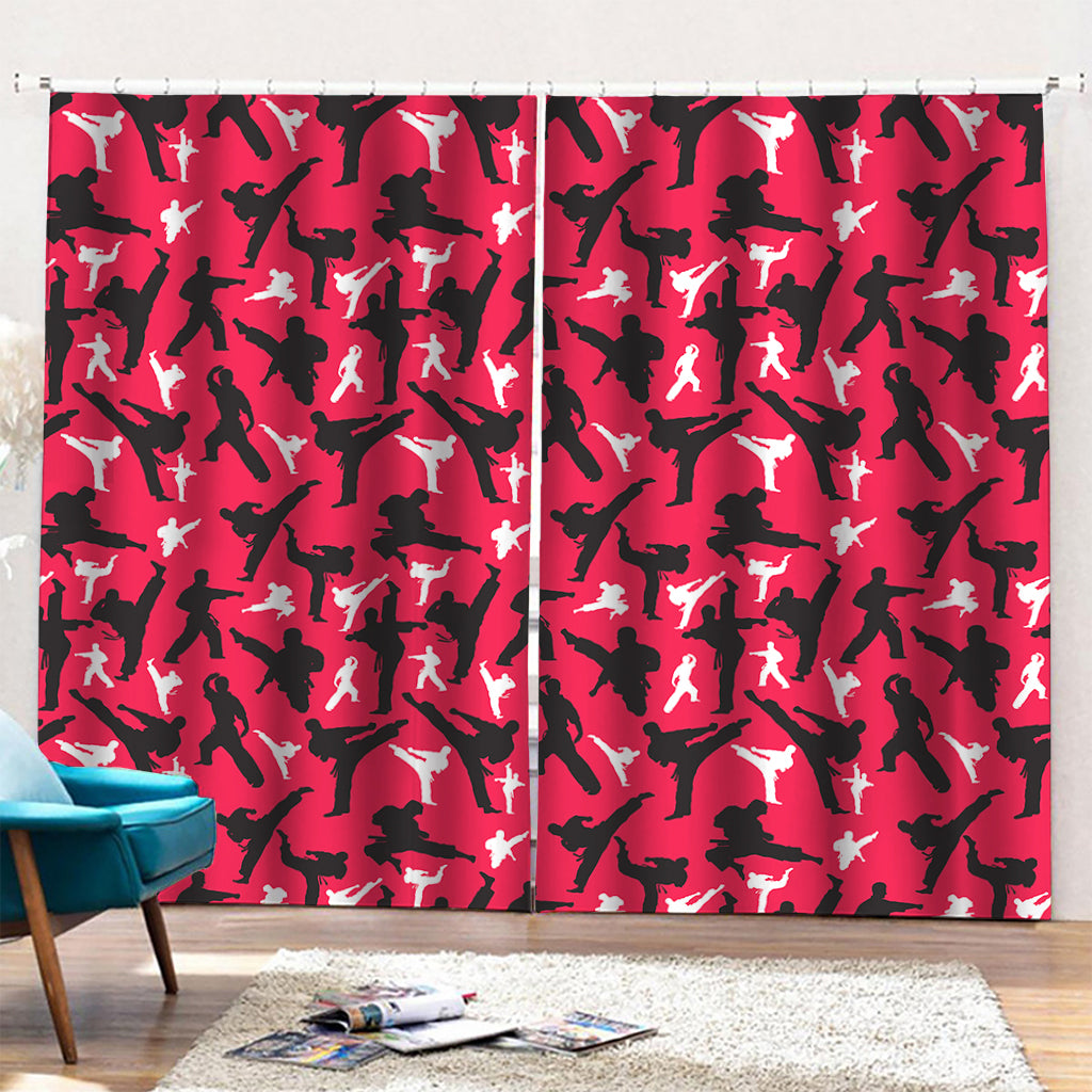 Karate Pattern Print Pencil Pleat Curtains