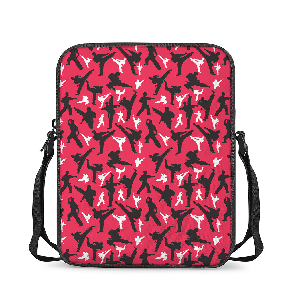 Karate Pattern Print Rectangular Crossbody Bag