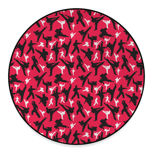 Karate Pattern Print Round Floor Mat