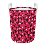 Karate Pattern Print Round Laundry Basket