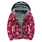 Karate Pattern Print Sherpa Lined Zip Up Hoodie