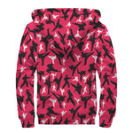 Karate Pattern Print Sherpa Lined Zip Up Hoodie