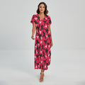 Karate Pattern Print Short Sleeve Maxi Dress