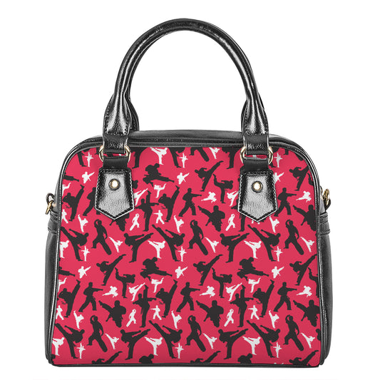 Karate Pattern Print Shoulder Handbag