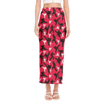 Karate Pattern Print Side Slit Maxi Skirt