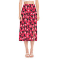Karate Pattern Print Side Slit Midi Skirt