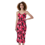 Karate Pattern Print Slim Fit Midi Cami Dress