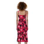 Karate Pattern Print Slim Fit Midi Cami Dress
