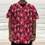 Karate Pattern Print Textured Short Sleeve Shirt