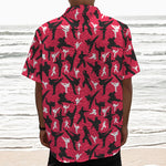 Karate Pattern Print Textured Short Sleeve Shirt