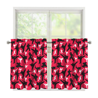 Karate Pattern Print Tier Curtains