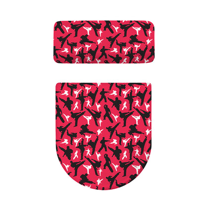 Karate Pattern Print Toilet Lid And Tank Cover Set