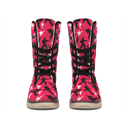 Karate Pattern Print Winter Boots