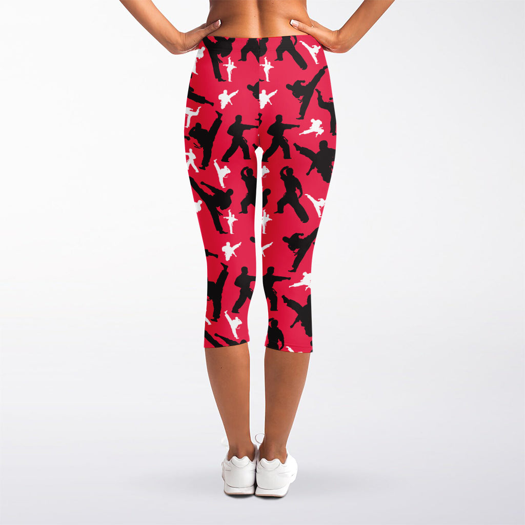 Karate Pattern Print Women's Capri Leggings