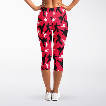 Karate Pattern Print Women's Capri Leggings