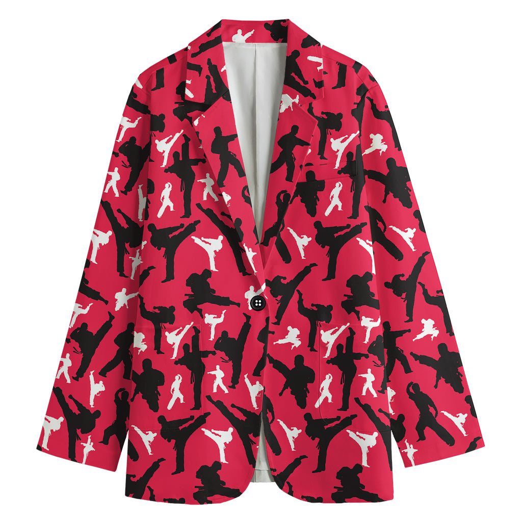 Karate Pattern Print Women's Cotton Blazer