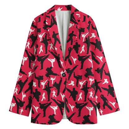 Karate Pattern Print Women's Cotton Blazer