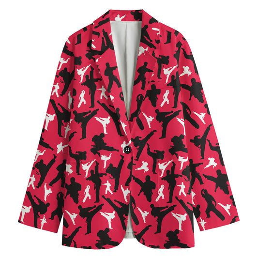 Karate Pattern Print Women's Cotton Blazer