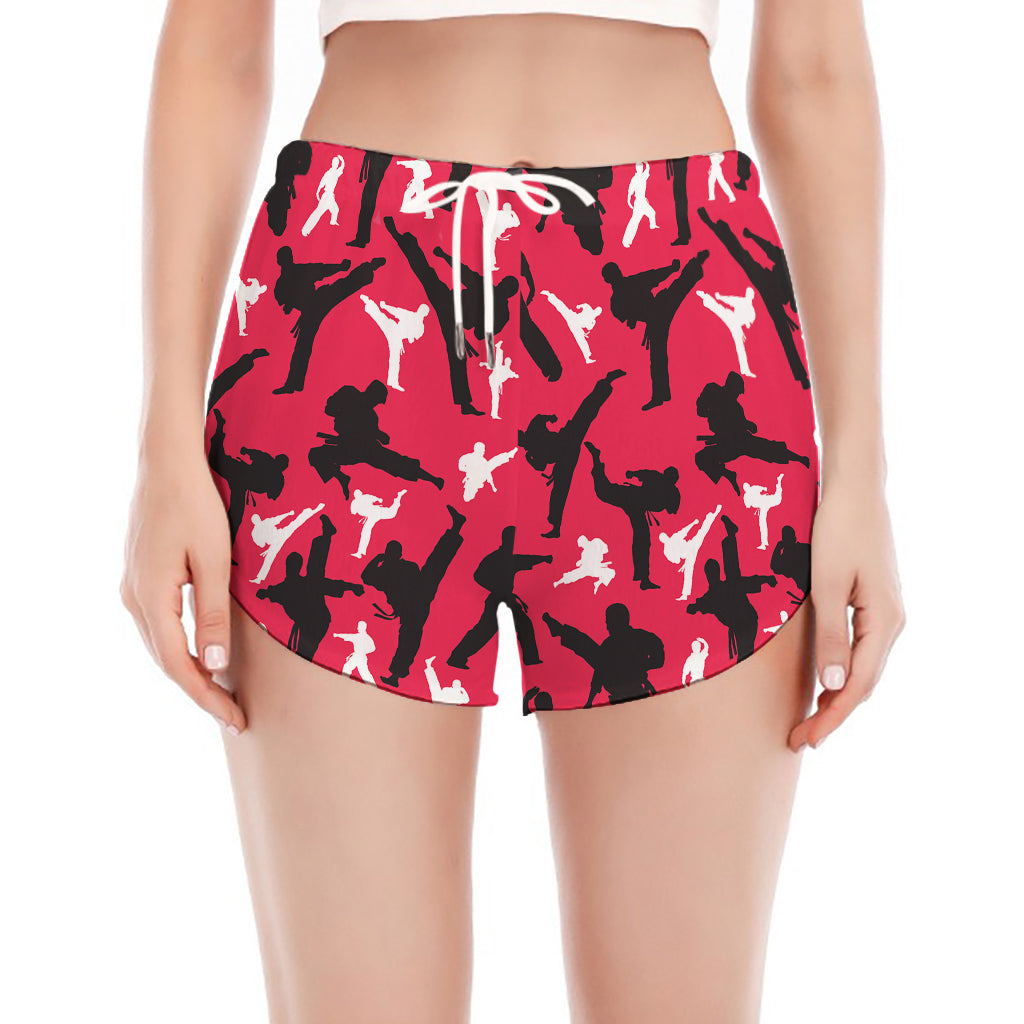 Karate Pattern Print Women's Split Running Shorts