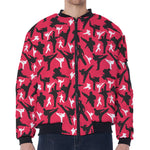 Karate Pattern Print Zip Sleeve Bomber Jacket