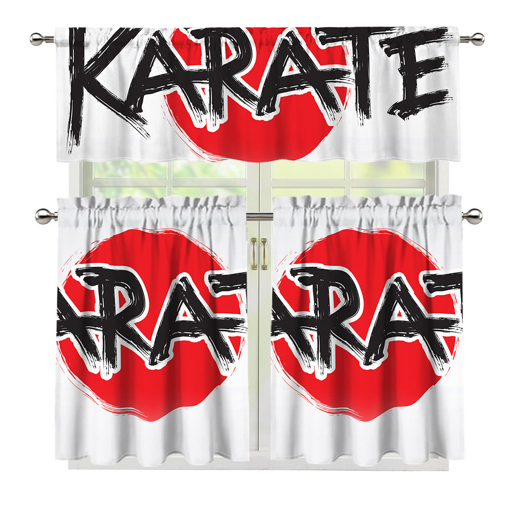 Karate Text Print 3 Piece Kitchen Curtains