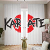 Karate Text Print Blackout Pencil Pleat Curtains