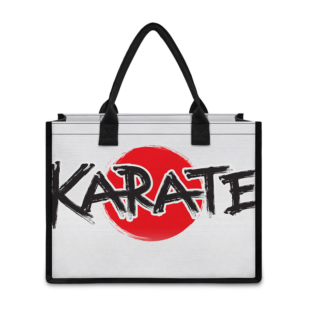 Karate Text Print Canvas Tote Bag