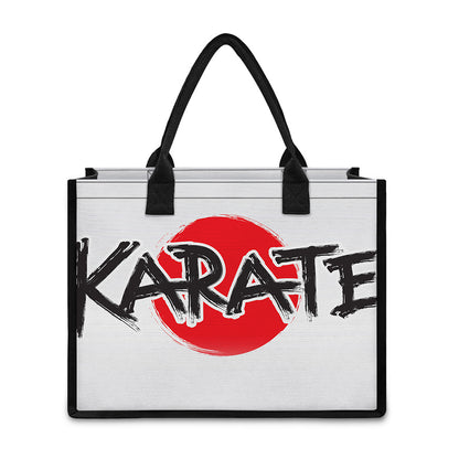 Karate Text Print Canvas Tote Bag