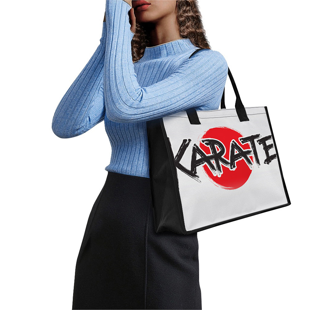 Karate Text Print Canvas Tote Bag