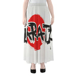 Karate Text Print Chiffon Maxi Skirt