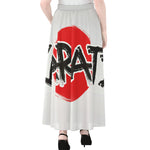 Karate Text Print Chiffon Maxi Skirt
