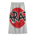 Karate Text Print Cotton Front Slit Maxi Skirt