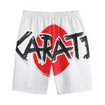Karate Text Print Cotton Shorts
