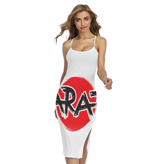 Karate Text Print Cross Back Cami Dress