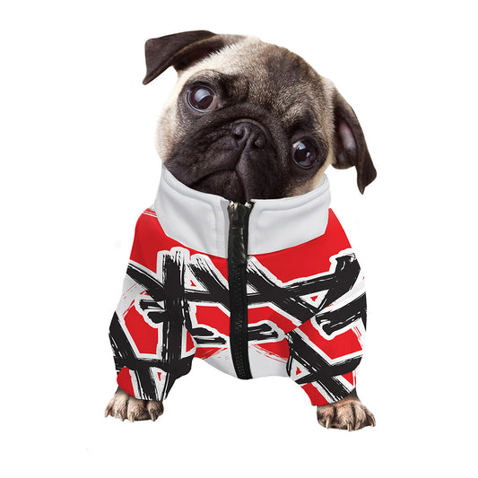 Karate Text Print Dog Zip Up Jacket
