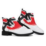 Karate Text Print Flat Ankle Boots