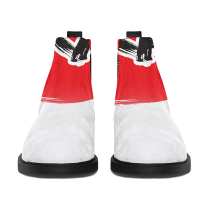 Karate Text Print Flat Ankle Boots