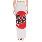Karate Text Print High Slit Maxi Skirt