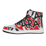 Karate Text Print High Top Leather Sneakers