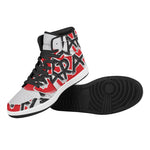 Karate Text Print High Top Leather Sneakers
