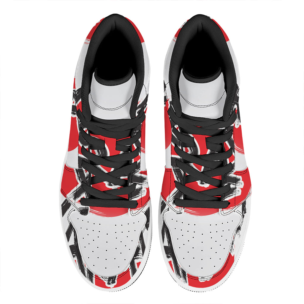 Karate Text Print High Top Leather Sneakers