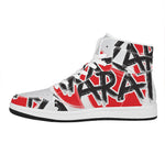 Karate Text Print High Top Leather Sneakers