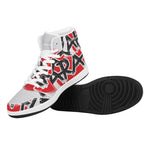 Karate Text Print High Top Leather Sneakers
