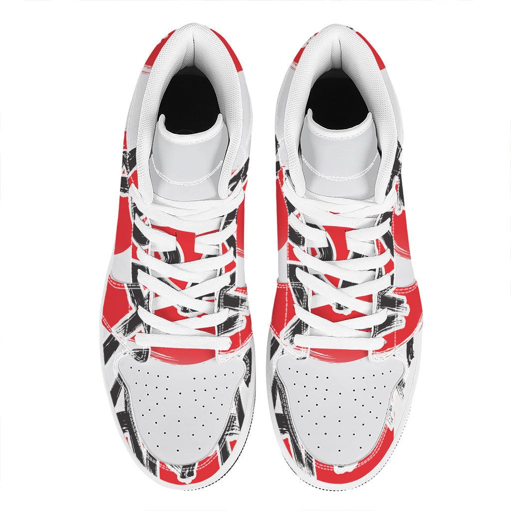 Karate Text Print High Top Leather Sneakers