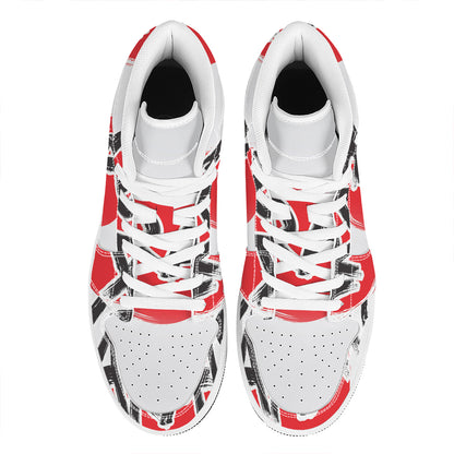Karate Text Print High Top Leather Sneakers