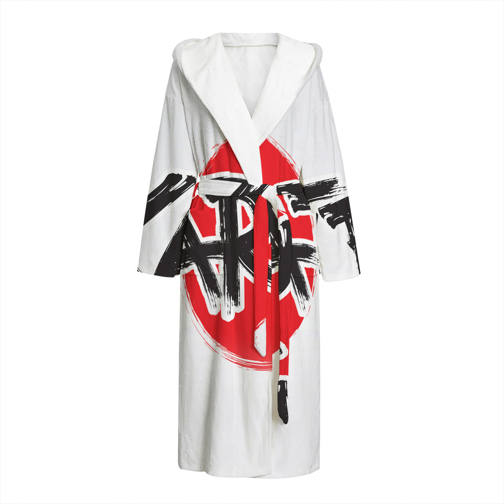 Karate Text Print Hooded Bathrobe