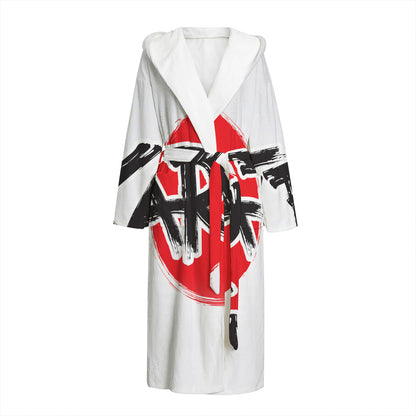 Karate Text Print Hooded Bathrobe