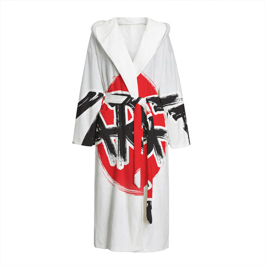 Karate Text Print Hooded Bathrobe
