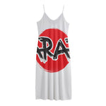 Karate Text Print Jersey Midi Cami Dress